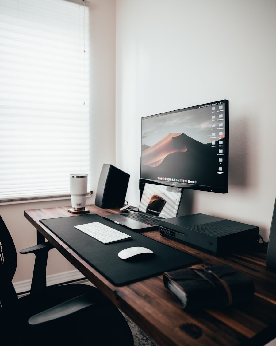 Modern workspace with laptop